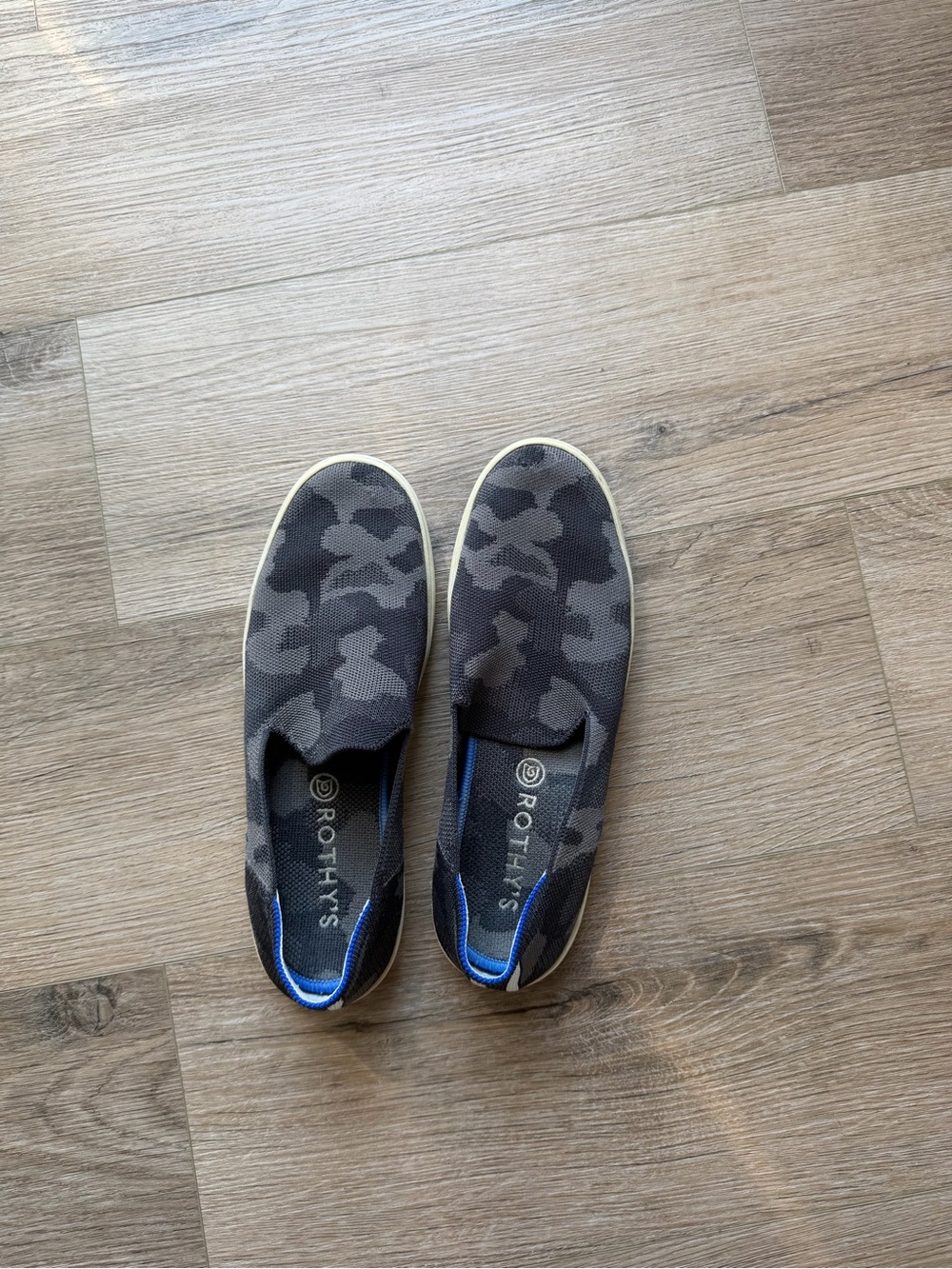 Rothy's Women’s Camo Knit Slip-On Loafers in Charcoal and Black